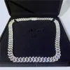Zuanfa takı moda moda 15mm genişlik buzlu mücevher 925 STERLING Gümüş Gevşek Moissanit Pırlanta Küba Bağlantı