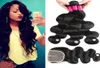 7a Brazylijskie peruwiańskie indyjskie włosy 3bundles z koronkowym zamknięciem nieprzetworzone Remy Human Hair Weave Brazylijska fala ciała Virgi3049749