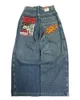 Pantalones de carga de ropa Y2K Hombres Jnco Bordco Bordado Hip Hop Hop Streetwear Harajuku Vintage de pierna ancha Designe de jeans angustiados