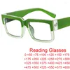 Okulary przeciwsłoneczne gradient zielone kwadratowe okulary czytania kobiety mężczyźni mała ramka presbyopia okulary przeciw niebieskie światło recepty