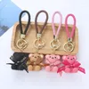 Keychains Fashion Resin Weaved Bow Bear Keychain For Women Girls Creative Cute Cartoon Backpack Bag Car Key Pendant Jewelry