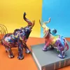 Vibrant Elephant Figurine Colorful Elephant Resin Ornaments Home Living Room Porch Wine Cabinet Desktop Modern Decoration Craft 240129