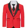 Slim Fit Boy's Suit Set 3 Pieces Tuxedo för formellt tillfälle Blazer Vest och Pants Kids Outfit för Wedding Prom School Aktiviteter 240122