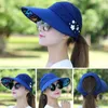 Bérets chapeaux d'été pour femmes chapeau de soleil pliable perle fleur visière crème solaire casquette souple femme en plein air décontracté baseball
