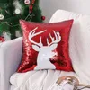 Housse de coussin à paillettes, décoration de noël, élan, flocon de neige, rouge, pour salon, canapé, étui