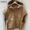 Trenchs de femmes Manteaux Neploe Col à capuche Couleur unie Sans manches Split Gilet Parkas Manteau d'hiver Femmes Puffer Veste Lâche Casual Jaqueta