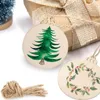 Partydekoration 30pcs/Los unvollendete Holz Gemälde runde Holzscheiben Scheiben Anhänger Ornament Geschenk Tags Handwerk Hängende Dekor