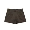 Юбки TRAF 2024, женские коричневые мини-юбки, брюки с высокой талией, летние короткие шорты, уличная одежда, плиссированные женские шорты Y2K для девочек