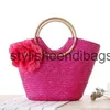 Totes casual flower rattan large capacity tote round handle wicker woven women handbags summer beach big straw bags bali travel purseH24217