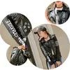 Women Printed Letters Pu Leather Jacket Biker Moto Black Faux Female Pattern Rivet Hip Hop Short Zipper Coat PY21 240122