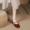 Sapatos de vestido Pérola Chunky Heel Square Toe Mulheres Sólidos Concise Slip On Design Zapatos para Mujeres Conforto Textura Brilhante