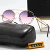 Sonnenbrille 2024 Marke Runde Frauen Für Damen Elegante Metallrahmen Gradienten Lenes Fahren Strand Party Brillen Frauen