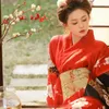 Etniska kläder röda kimono kvinnor japanska traditionella yukata haori kimonos cosplay klänning mode pografiska kläder formell klänning