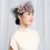BERETS H3526女性フェドーラス帽子女性韓国のエレガントメッシュヤーンフラワーパーティーキャップ秋の冬旅行ホリデーショッピングレディハット