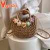 Bolsas de ombro Yogodlns Palha Mulheres Verão e-Tecido Raan Bolsa andmade Bolsa de Vime Beac Boemia Bali andbag bolsos mimbreH24217