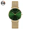 36mm quadrante verde quadrante dorato movimento al quarzo giapponese orologi da polso da donna maglia in acciaio inossidabile orologi da donna impermeabili ultra sottili 240123