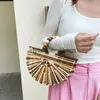 Totes Fashion Summer Handmade Bamboo Handbag Wooden Bead Handle Womens Hollow Out Beach Bag Hand-woven TravelH24217