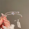 Pulseira amor coração pulseiras para mulheres menina brilho branco zircão cúbico jóias finas romântico bonito manguito pulseiras acessórios de festa