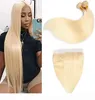 Brazilian Virgin Hair 613 Blonde 2 Bundles With 13X4 Lace Frontal Pre Plucked Straight Human Hair Bundles With 13X4 Frontal Baby 1077601