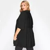 Plus Size Button Down Elegant Spring Autumn Tunic Tops Women 3/4 Sleeve V-neck Smock Blouse Tops Black Loose Tiered T Shirt 6XL 240202