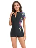 Women's Swimwear One Piece Large Size Bikini Half Sleeved With Shorts Beach Costumes Wholesale And Retail Surfing Sport Swimsuit