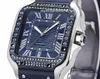 Classic Square Diamond Mens Watch WSSA0047 Azul Relógios de Luxo 9015 Movimento Automático Dial Numeral Romano Sapphire Crystal Designer Clássico Relógio de Pulso