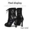 DKZSYIM femme Sexy talons aiguilles chaussures de danse latine Tango maille bottes dames fête chaussons de danse femmes chaussures de danse Salsa salle de bal 240119