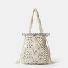 Totes Bohemian Hollow Bucket Bag Designer Rope Woven Women Shoulder Bags Drawsting Handväskor stor kapacitet Tote Big Bali Purse 2023H24217