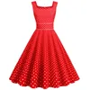 Casual Dresses Vintage Polka Dot Print Party Dress Women Retro Housewife Evening Prom Swing Ladies Elegant A-Line Vestido