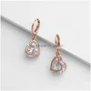 Stud Newest Rose Gold Plated Heart Shape Cubic Zirconia Drop Earring For Women Elegant Crystal Gift Brides Bridesmaids Drop Dhgarden Dhgit