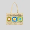 Shoulder Bags Bohemian Granny Square Large Straw Tote Bag Casual Paper Woven Women Handmade Summer Beach Handbags Big Bali PurseH24217