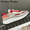 Hand Stitched Designer Women Sports Shoes Luxury High Quality Casual Shoes Platform Mixed Colors Knitted Fashion Sneakers 240130