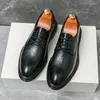 Dress Shoes Men Luxury Pointed Block Leather Casual Classic Retro Versatile European Style Black Brown Sizes 38-45