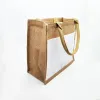 vendita all'ingrosso Sublimazione Borse tote in iuta vuote Shopping bag per borse fai-da-te grezze con tasca frontale ZZ