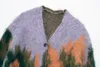 Vêtements pour femmes, tricot à manches longues, col en v, Style européen et américain, motif paysage, nouvelle collection printemps et automne 2024