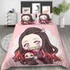 Conjuntos de cama dos desenhos animados demon slayer conjunto de cama capas edredão japão anime 3d impresso consolador conjuntos roupa cama (sem folha)