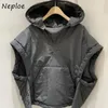 Women's Trench Coats Neploe Hooded Collar Solid Color Sleeveless Split Vest Parkas Winter Coat Women Puffer Jacket Loose Casual Jaqueta