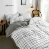 Bedding sets Green White Lattice Duvet Cover case Bed Sheet Simple Boy Girls Bedding Sets Single Twin Double Cover Bed Linens
