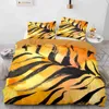 Sängkläder sätter Tiger Stripes Print Däcke Cover Leopard Sängkläder Set Yellow Animal Stripes Queen/King/Full/Twin Storlek 2/3st Polyester Quilt Cover Cover
