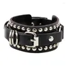 Charm Armband Classic Fashion Punk Par Armband Belt Rivet Trendy Geometric Alloy Steel Jewelry Partiage Gift