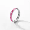 Cluster Rings Modian 925 Sterling Silver Wave Pink Cute Emamel Finger Trendy Stapelbara enkla fina smycken för kvinnor julklappar