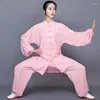 Vêtements ethniques 2024 Tai Chi Uniforme Traditionnel Chinois Wushu Kungfu Costume Coton Lin Arts Martiaux Wing Chun Taijiquan Exercice du Matin