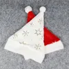 Berets Christmas Hat Santa Claus Luminous Ornaments Plush Snowflake Bow Gold Wire Decoration