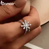 Bagues de cluster Bamoer 925 Sterling Silver Fantasy Flocon de neige Bague d'ouverture géométrique réglable pour les femmes fête bijoux fins