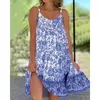 Casual Dresses Floral Women Dress Double-Sided Print Big Swing Halter Loose For 02-YDDBDD