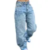 Damesjeans Trendy herfstjeans voor dames 2024 Nieuwe broek met rechte pijpen Designer denim broek Blauw Retro moeder Losse jeans met lage taille J240217