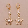 Dangle Oorbellen Trendy 18k Goud Verkoperd Drop Star Witte Zirconia Voor Vrouwen Meisjes Mode-sieraden Accessoires Huwelijkscadeau