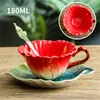 Cups Saucers Colorful Tea And 6oz Clivia Coffee Cup Saucer Set With Spoon China Hand Crafted