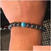 Bärade handgjorda matt onyx pärlor naturliga stenar armband för män kvinnor hematit sten lava semiprecious smycken gåva drop dhgarden dhgbm