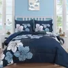 Bedding sets Navy Blue 7 Pieces Bed in A Bag Soft Microfiber Complete Bedding Sets for All Seasons Comforter Set Queen Size